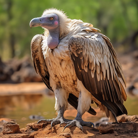 Griffon Vulture (Gyps fulvus) at a waterholeの素材