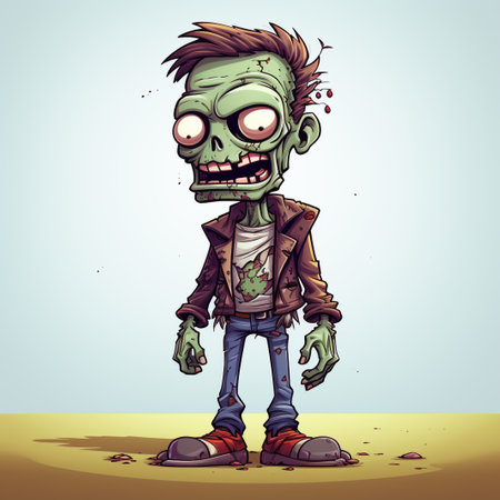 Zombie man. Vector illustration of a cartoon zombie. Halloween.の素材