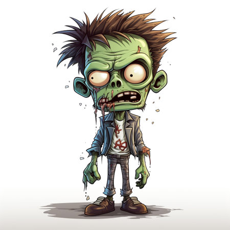 Zombie cartoon character, isolated on white background. Vector illustration.の素材