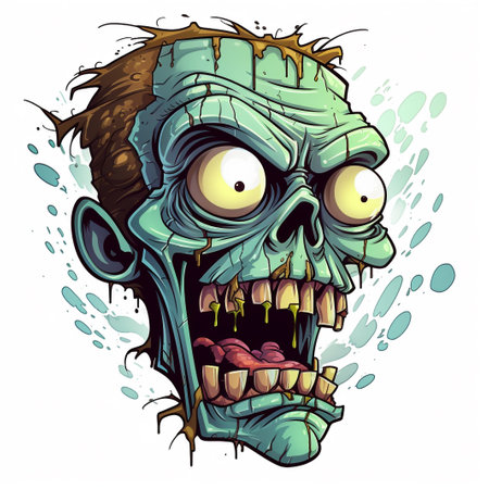 Zombie head. Vector illustration of a monster in cartoon style.の素材