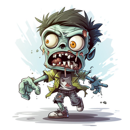 Cartoon zombie. Vector illustration on white background. Isolated.の素材