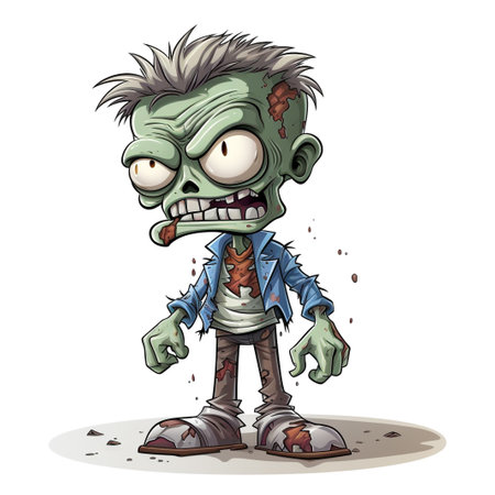 Zombie cartoon character isolated on white background. Vector halloween illustration.の素材