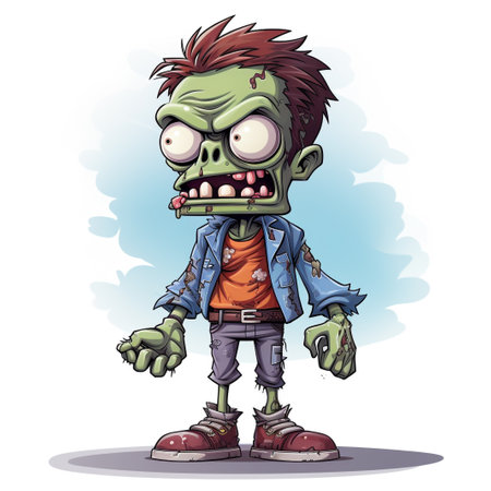 Zombie cartoon character. Vector illustration isolated on a white background.の素材