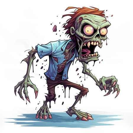 Zombie cartoon character. Vector illustration of a spooky monster.の素材