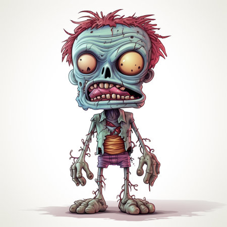 Zombie monster isolated on white background. Vector cartoon character illustration.の素材