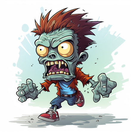 Zombie cartoon character. Vector illustration isolated on a white background.の素材