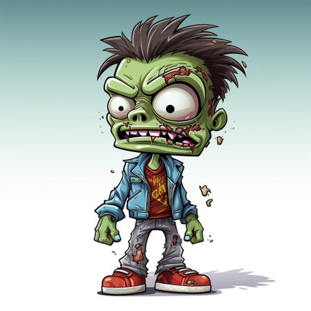 Zombie cartoon character isolated on white background. Vector clip art illustration.の素材