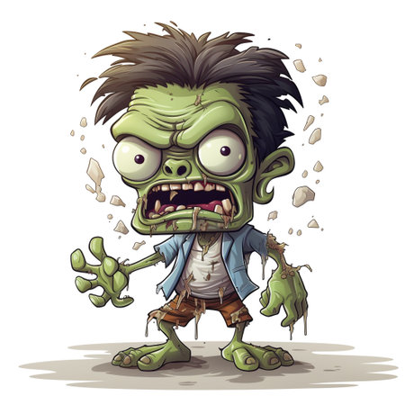 Zombie cartoon character isolated on a white background. Vector illustration.の素材