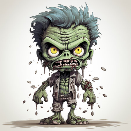 Zombie monster. Vector illustration of a cartoon character. Cartoon style.の素材
