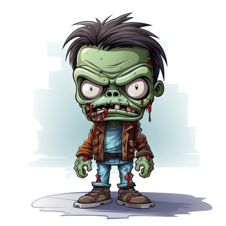Zombie cartoon character isolated on the white background. Vector illustration.の素材