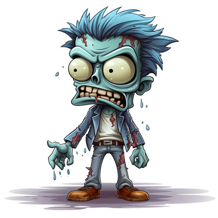Zombie on white background. Vector illustration of a cartoon character.の素材