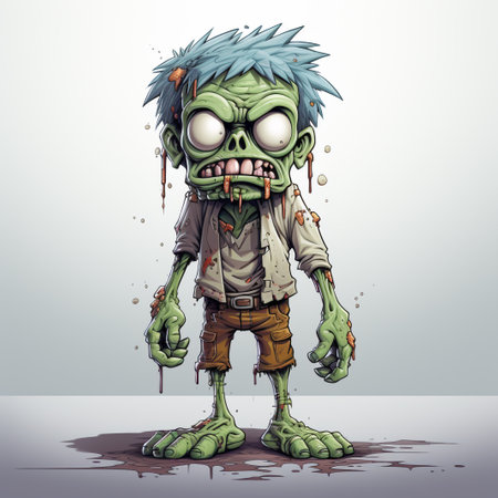 Fantasy zombie. Vector illustration of a cartoon zombie isolated on white background.の素材