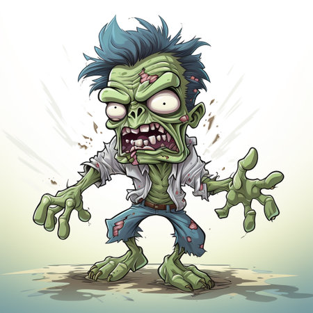 Zombie cartoon isolated on white background. Vector illustration of a monster.の素材