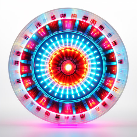 Abstract futuristic background with neon lights. Vector illustration. Eps 10.の素材