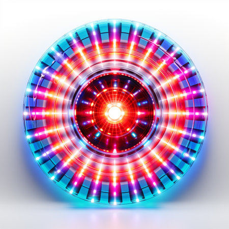 Abstract technology background with neon lights. Vector illustration. Eps 10.の素材