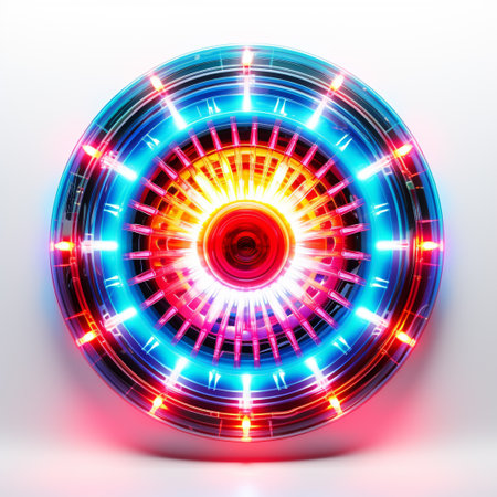 Neon abstract background with circles. Vector illustration. Eps 10.の素材