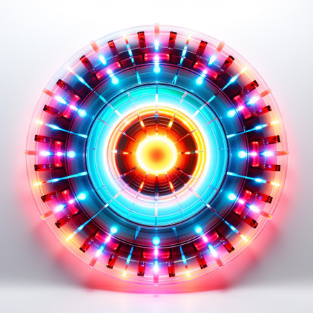 Neon circle background. Futuristic technology style. 3d renderingの素材