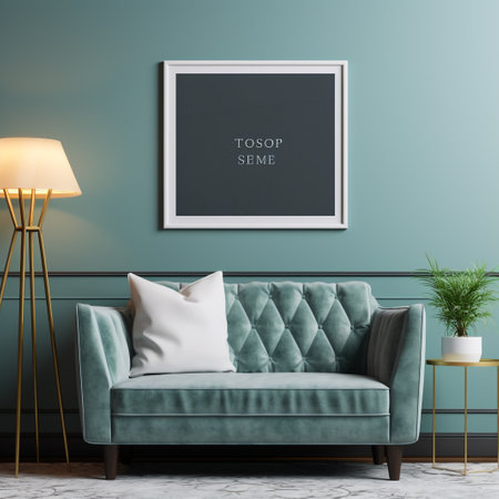 Mock up poster frame in modern interior background, 3d renderの素材