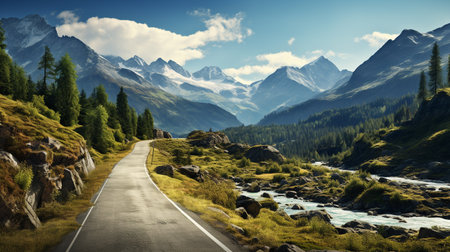 Mountain road in the highlands of the Altai Republic.の素材