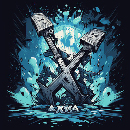 Vector illustration of an anchor in the sea. The symbol of the ocean.の素材