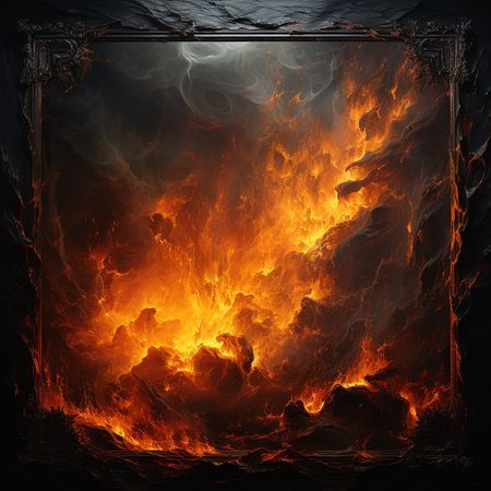 Burning fire on a black background. Design element for graphics.の素材