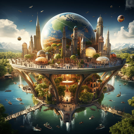 Fantastic world in a spherical panorama. 3d renderingの素材
