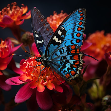Butterfly on a flower in the garden. Macro photography.の素材