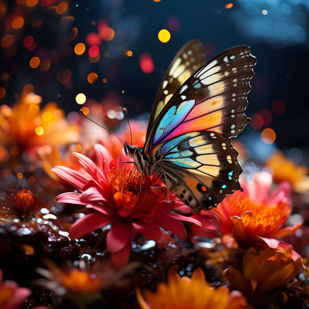 Butterfly on a flower in the garden with bokeh backgroundの素材