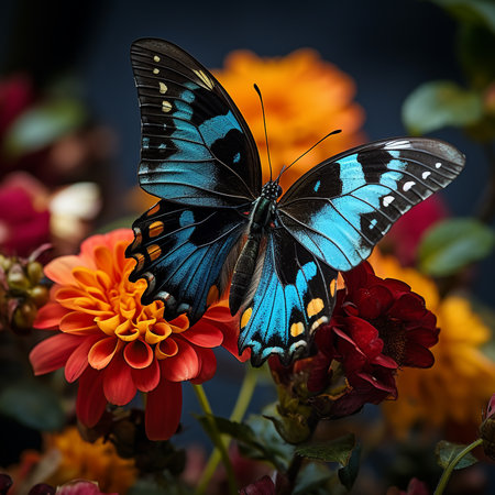 Beautiful butterfly on flower background. Closeup. Nature.の素材