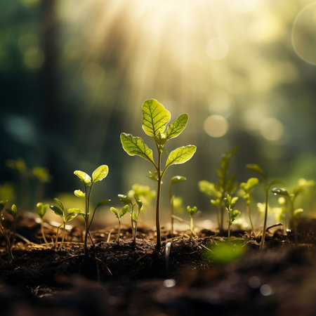Green seedling illustrating concept of new life and eco-friendly developmentの素材