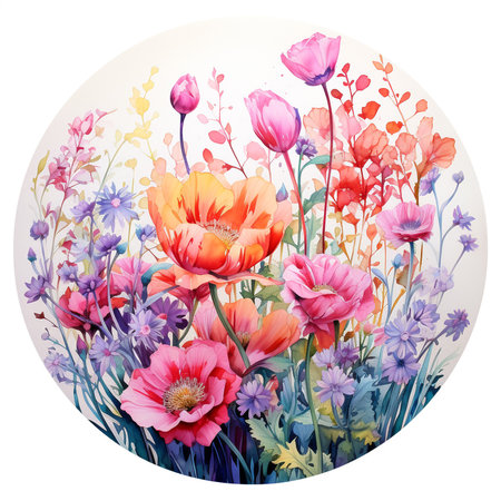 Vintage floral background with poppies and cornflowers. Vector illustration.の素材