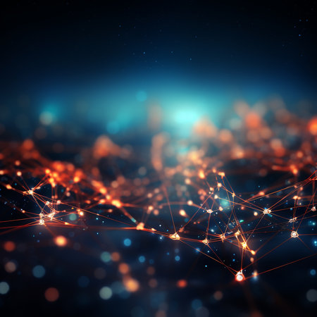 Abstract technology background. Network connection structure with dots and lines. 3d renderingの素材