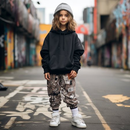 Outdoor fashion portrait of young beautiful stylish girl posing in the city.の素材