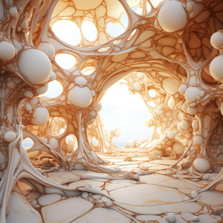 Abstract 3D rendering of chaotic structure. Futuristic background design.の素材