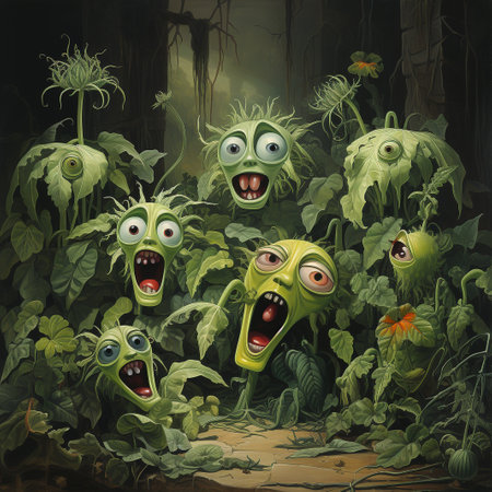 Funny monsters in the forest. Illustration for your design.の素材