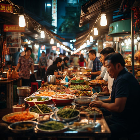 Street food in Bangkok, Thailand. Street food market in Bangkok.の素材