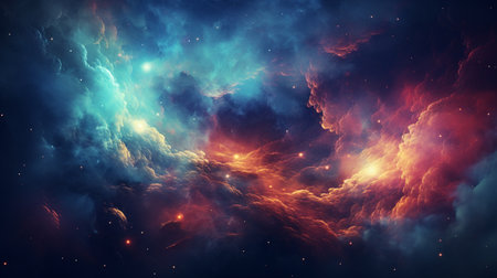 Beautiful space background with nebula and stars. 3d renderingの素材