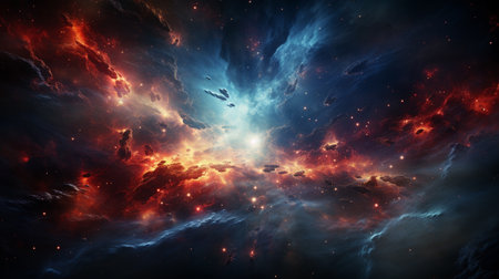 Abstract space background with nebula, stars and galaxies. 3D renderingの素材