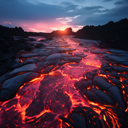 Beautiful sunset in the sea. Colorful landscape with dramatic sky.の素材