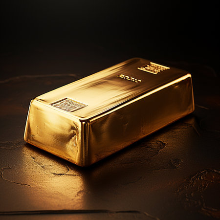 Gold bullion on a dark background, close up. Business conceptの素材