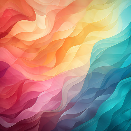 abstract background with smooth wavy lines in orange, yellow and blue colorsの素材