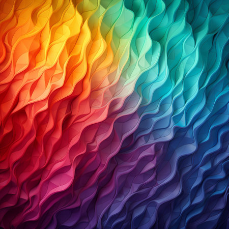 abstract background with wavy lines in rainbow colors, vector illustrationの素材