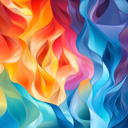 abstract colorful background with smooth lines in blue, orange and yellow colorsの素材