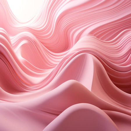 abstract pink background with smooth lines and waves, 3d render illustrationの素材