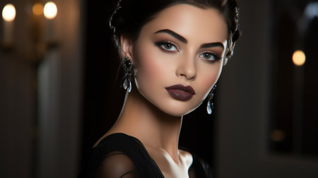 Portrait of beautiful young woman with evening make-up and jewelry.の素材