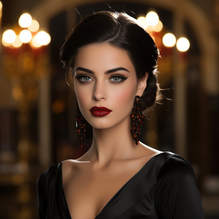 Portrait of beautiful young woman with evening make-up and jewelryの素材