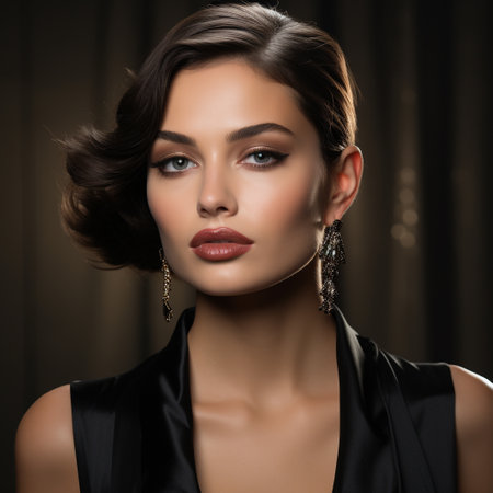 Portrait of beautiful woman with evening make-up and hairstyleの素材