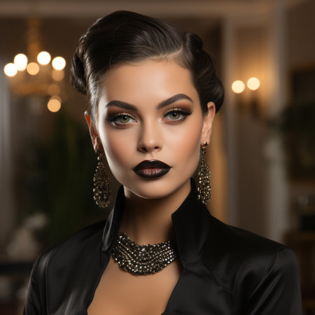 Beautiful woman with evening make-up and jewelry. Fashion shot.の素材