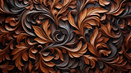 3d render, abstract wood carving art, brown and black colorsの素材