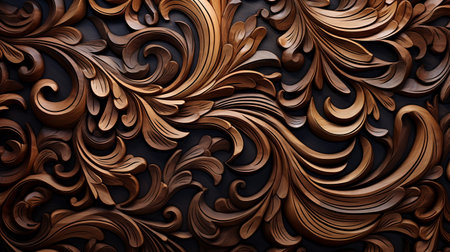 3d render of wood carving texture. Computer generated abstract background.の素材